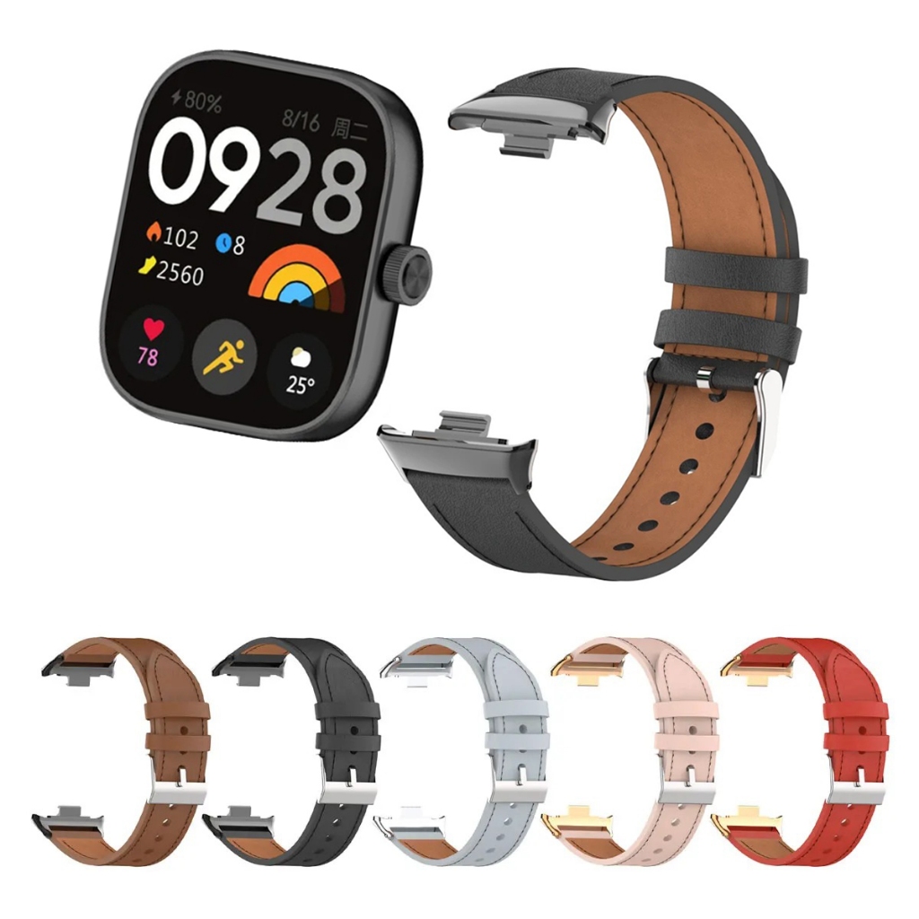 Pulseira para Xiaomi Redmi Watch 4 em couro Fivela Aço Inox