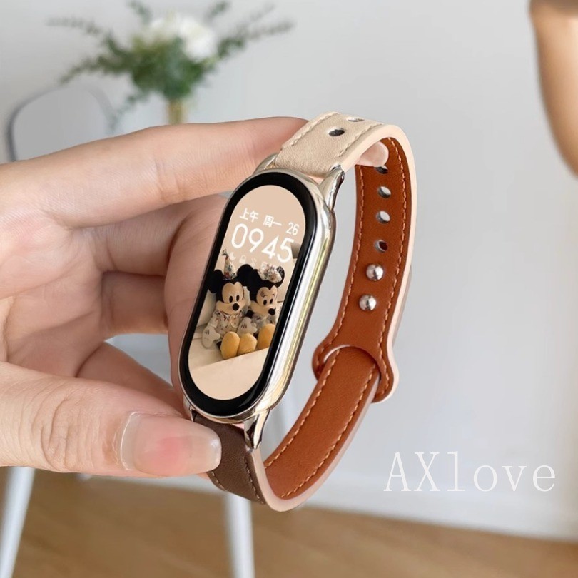Elegante Pulseira De Couro Para Xiaomi Mi Band 9 8 7 NFC Watch Miband 6 5 4 3 Reposição De Moda