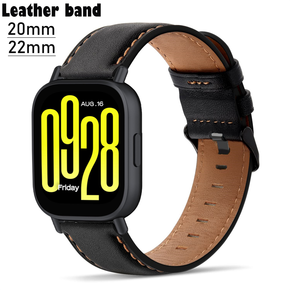 Pulseira de couro para Redmi Watch 5 Lite, pulseira de substituição 20mm 22mm, correa para acessórios Xiaomi Mi Watch 5