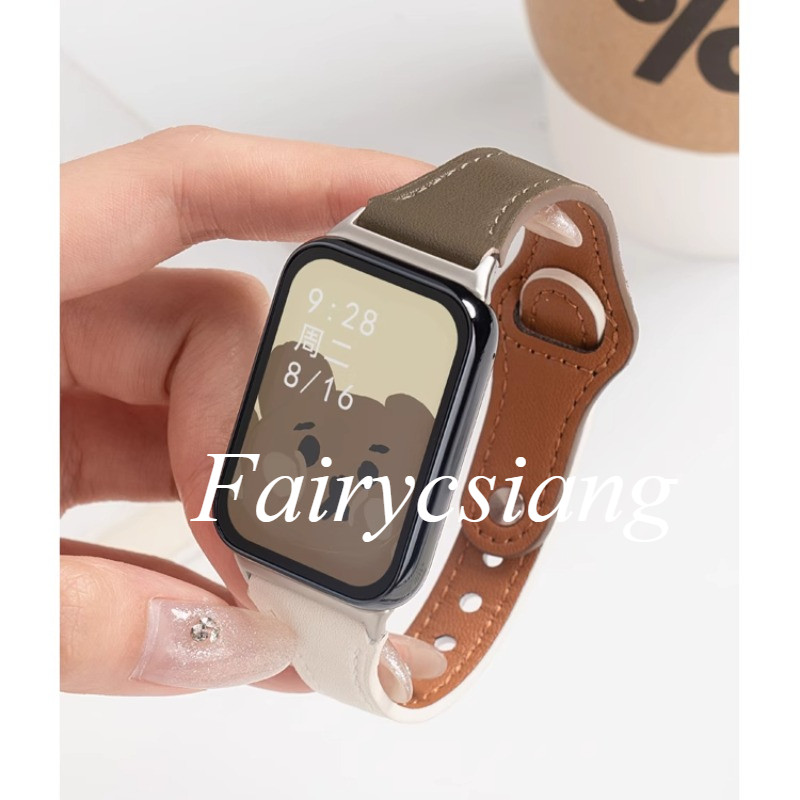 Pulseira De Couro Para Xiaomi Mi Band 9 Pro 8 Relógio Macio Loop Redmi 5 4 Feminino Masculino