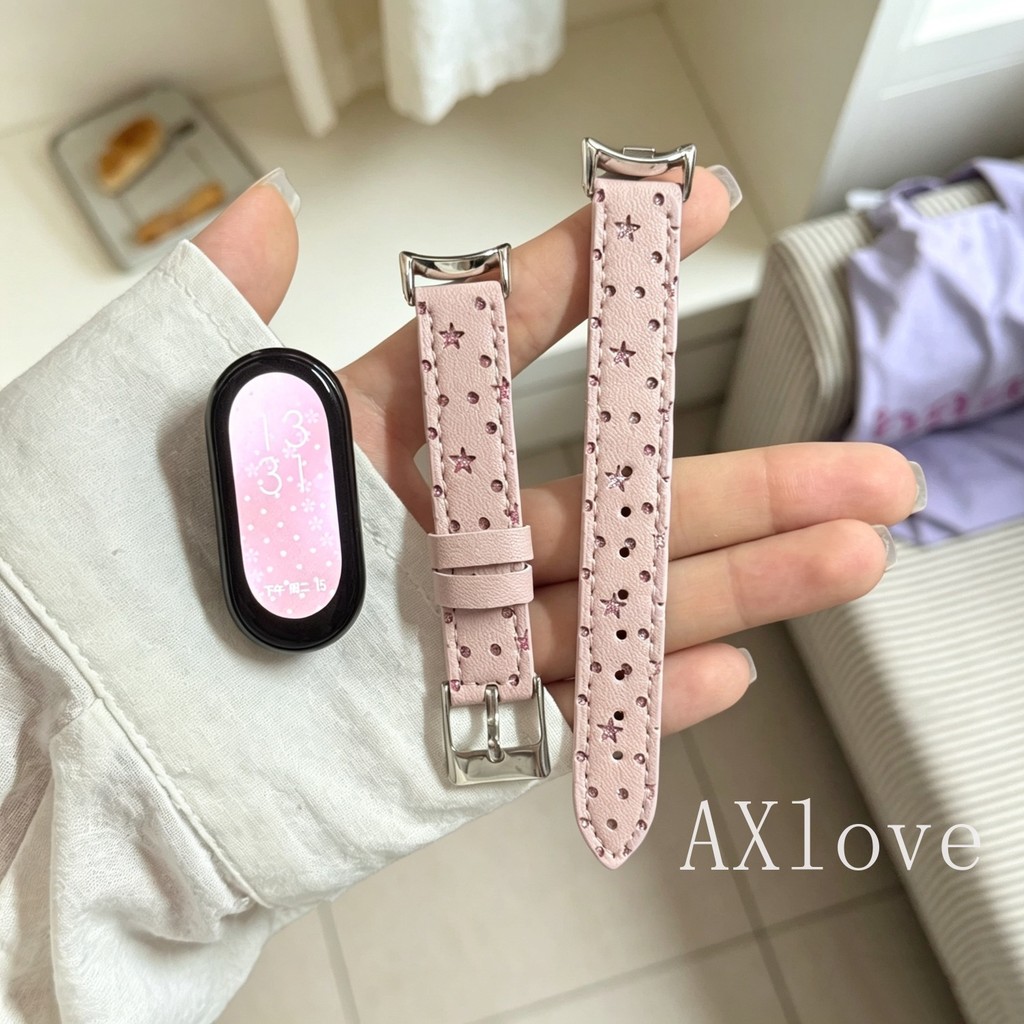 Pulseira De Couro Flash Diamante Para Xiaomi Mi Band 11 10 9 8 7 6 5 4 3 Redmi Watch 6 Lite/5active
