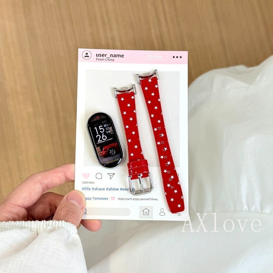 Pulseira De Couro Com Estampa De Estrelas Para Xiaomi Mi Band 11 10 9 8 7 Pro 6 5 4 3 Redmi Watch Versátil