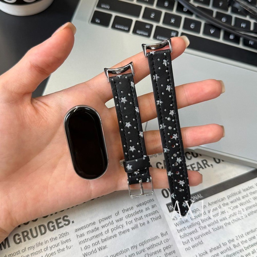 Pulseira De Couro Estrela Brilhante Para Xiaomi Mi Band 11 10 9 8 7 6 5 4 3 Redmi Watch 10pro ﻿