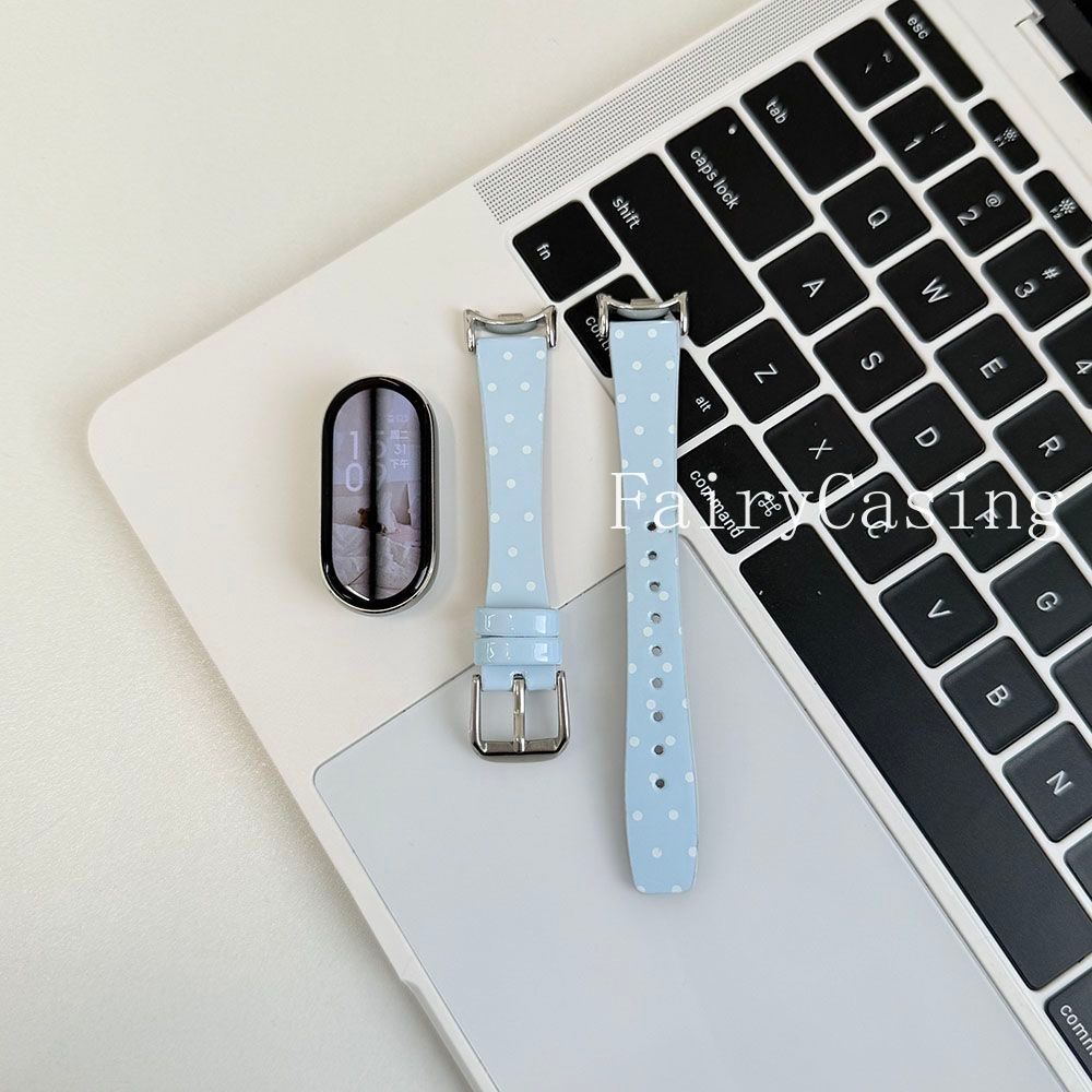 Pulseira De Couro De Bolinhas Coreanas Para Xiaomi Mi Band 11 10 9 8 NFC 7 6 5 4 3 Redmi Watch