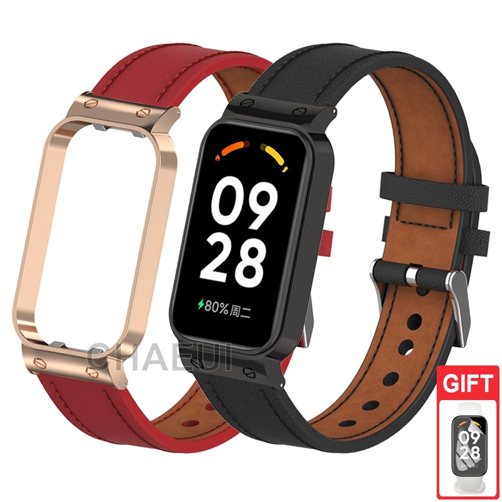 Pulseira De Couro Com Substituição De Caixa Para Redmi Smart Band 2 3 / Xiaomi Smart Band 8 9 Active