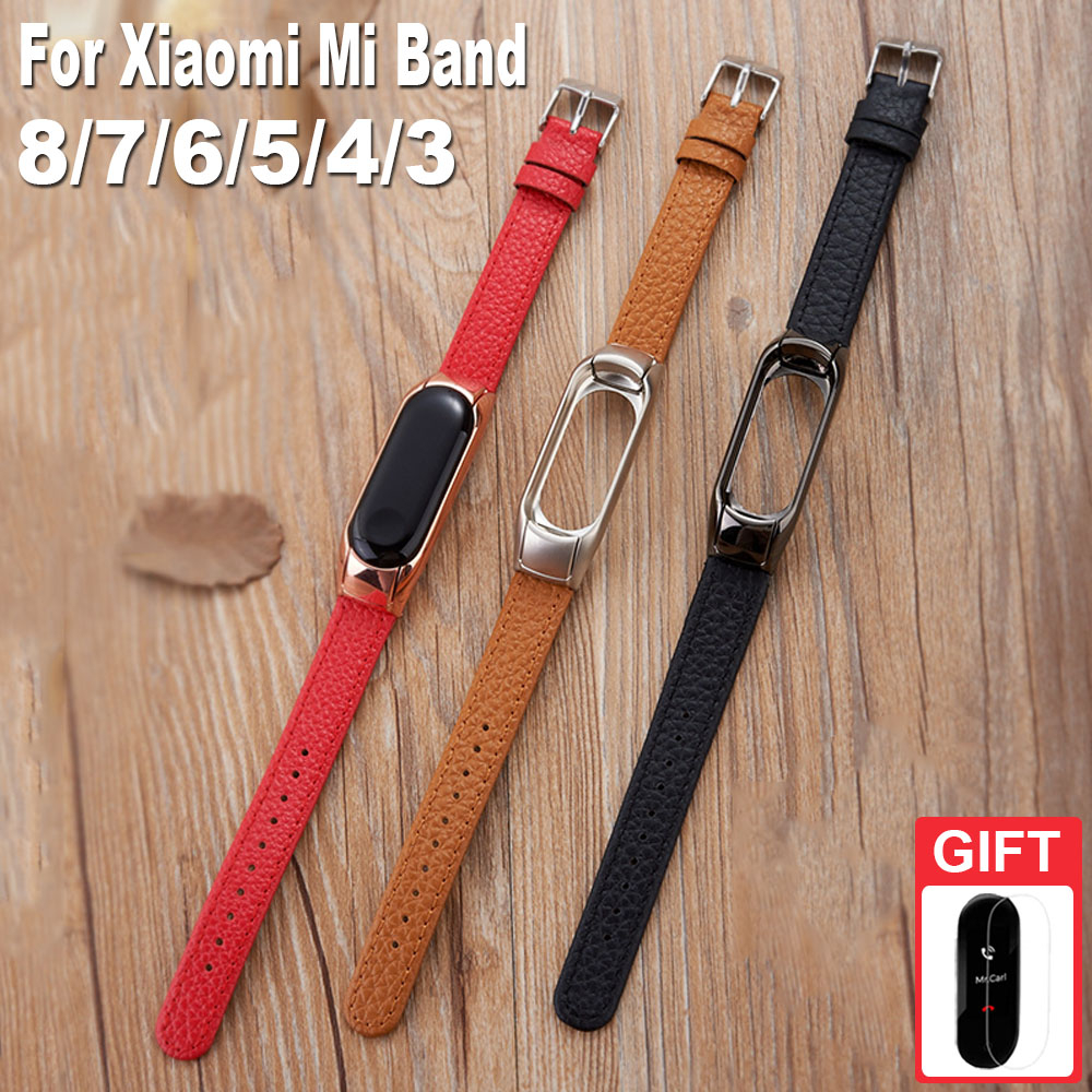 Pulseira De Substituição De Couro Para Xiaomi Smart Band 10 9 8 7 / Mi Band 6 5 4 3