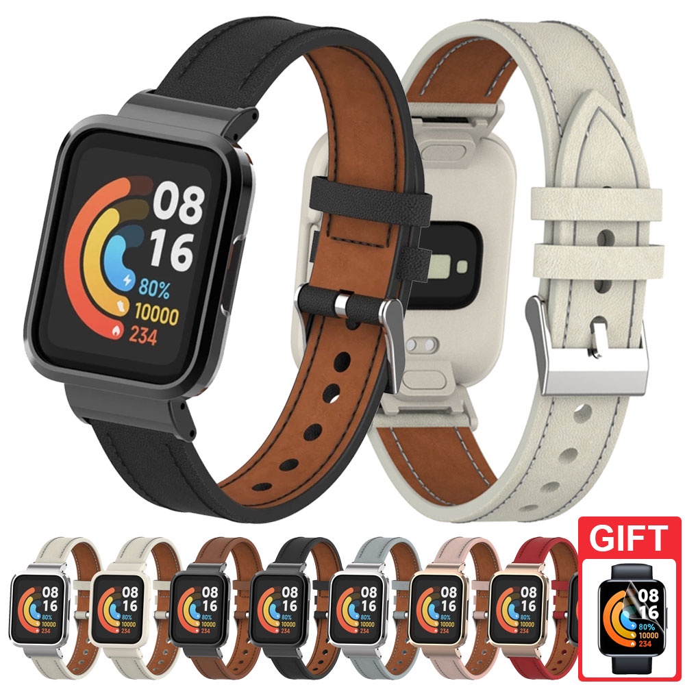 Pulseira De Couro Substituição Para Xiaomi Mi Watch Lite / Redmi Watch 3 Active 2 Lite / Poco Watch