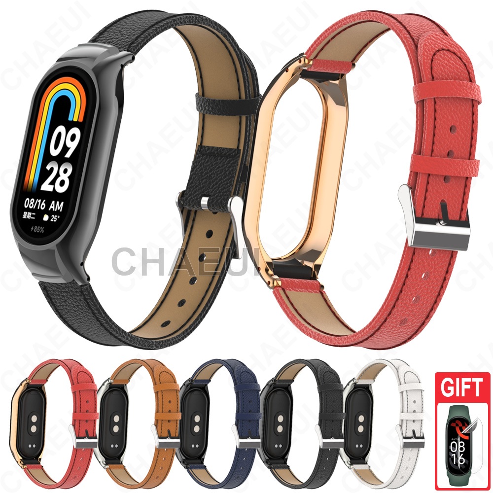 Acessórios De Pulseira De Couro Com Substituição Caixa Para Xiaomi Smart Band 10 9 8 7 / Mi Band 6 5 4 3