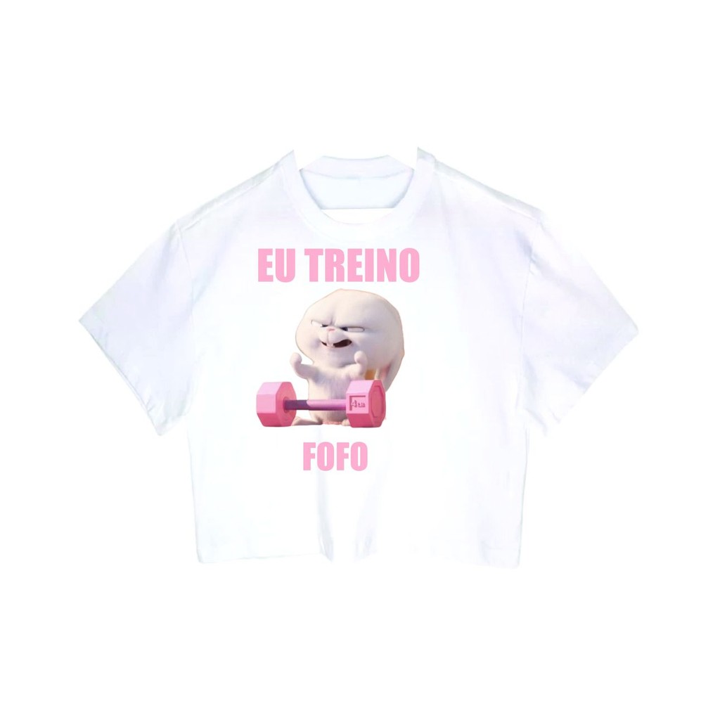 Cropped Feminino Tumblr blogueira EU TREINO FOFO COELHO feminina curta