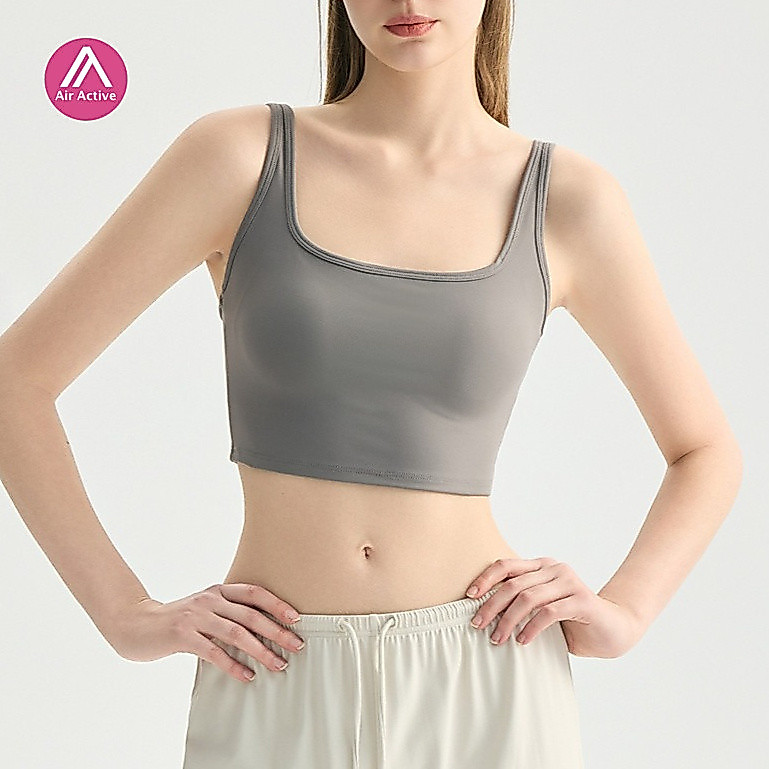Sutiã Esportivo AirActive Para Mulheres , Gola Quadrada , Racerback , Respirável , Leve , Acolchoado , Copo Fixo , Yoga