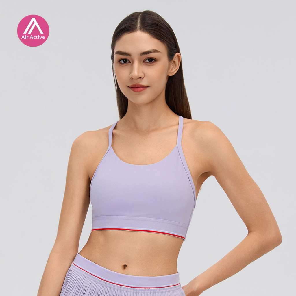 Sutiã Esportivo AirActive Cor Contrastante Alças Finas Painel De Malha Respirável Ioga Pilates Fitness
