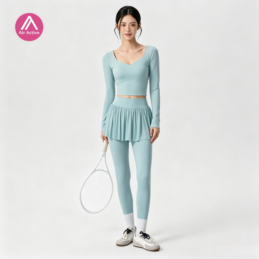 Conjunto Esportivo AirActive Malha Fitness Duas Peças Emagrecimento Respirável Ioga Pilates Academia