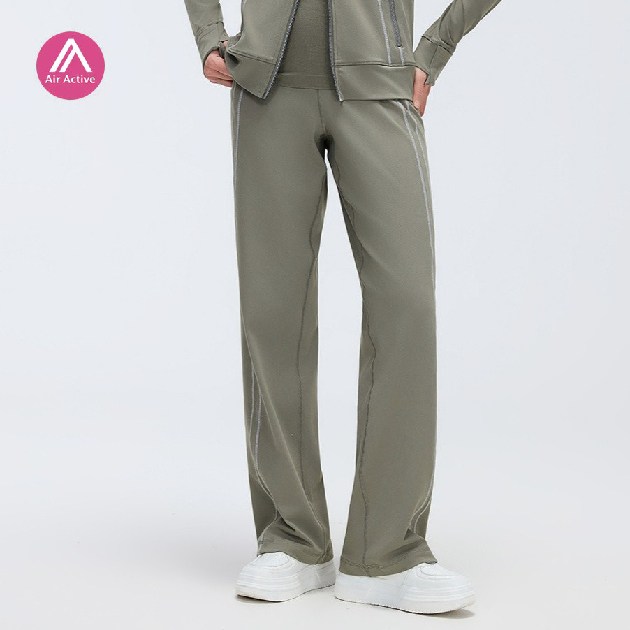 Calça Reta AirActive Com Drapeado Slim Fit Versátil Zíper E Bolso Listrado Casual