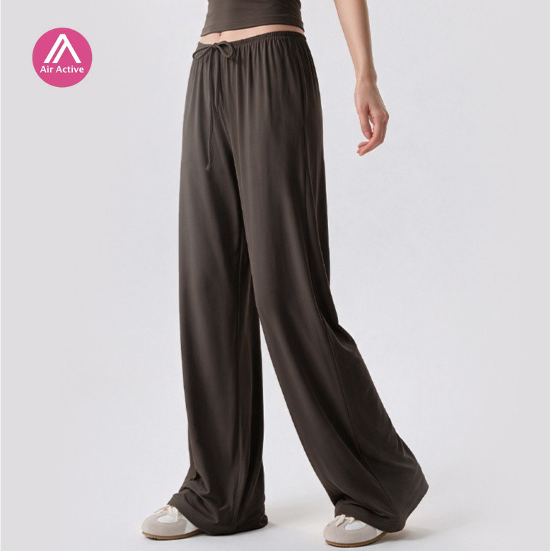 Calça Lounge De Perna Larga AirActive Com Cordão Elástico Bolsos Laterais Soltos E Drapeados Pilates Treino Casual