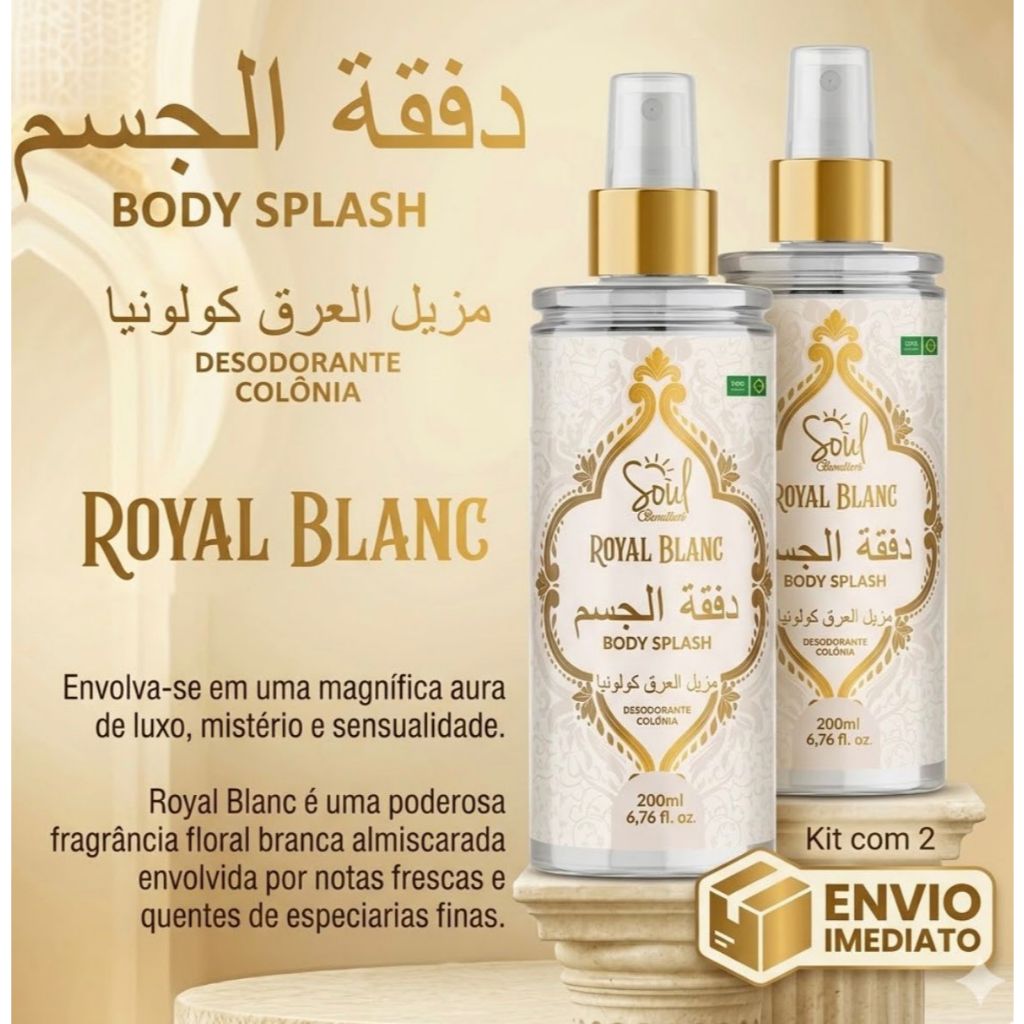 Kit Royal Blanc Árabe 2 Body Splash Soul Cosméticos Fragrância Sofisticada e Intensa