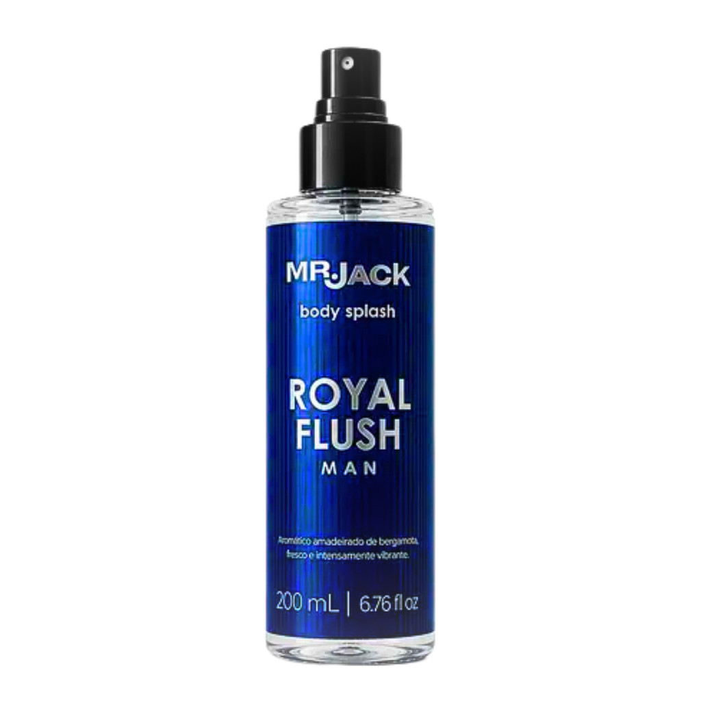 Body Splash Masculino Mr. Jack Royal Flush Man Aromático Amadeirado 200ml Bergamota Refrescante