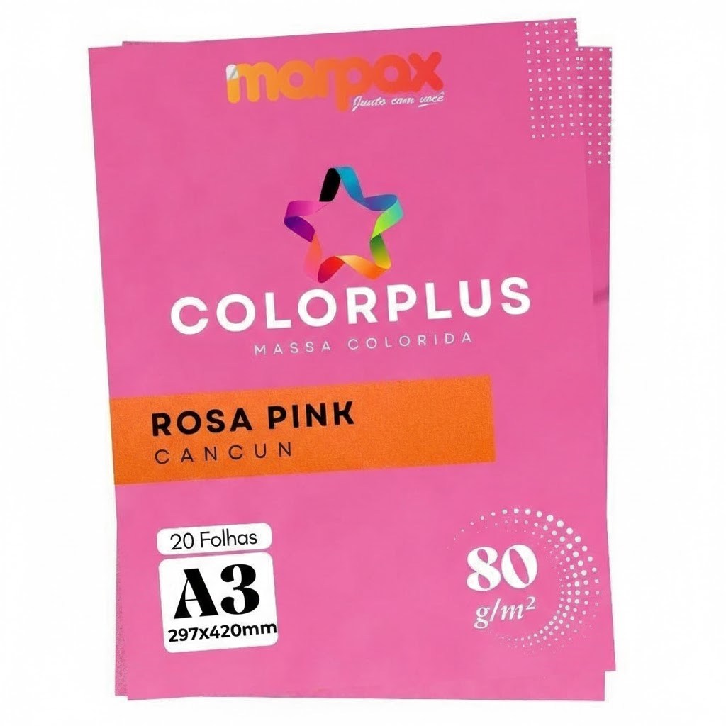 Papel Color Plus 80g A3 297x420mm Rosa Pink Cancun 20fls