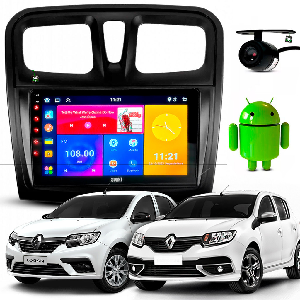 Kit Multimidia Android 9 Pol Sandero Logan 2015 2016 2017 2018