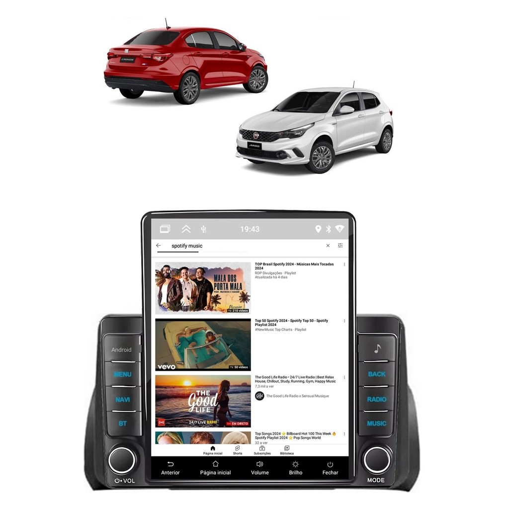 Kit Multimidia Tesla Argo Cronos 2016 / 2025 Android 2/64GB Carplay - Adak 29764-G2