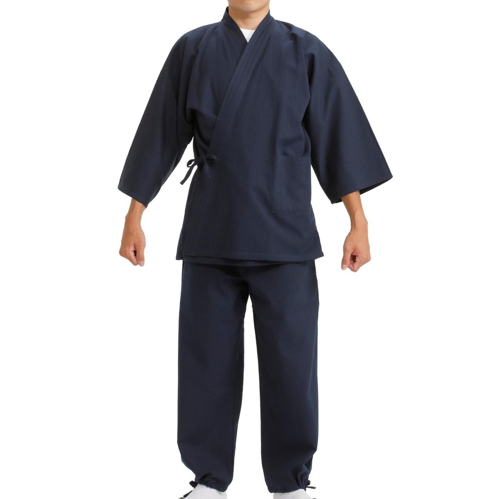 Edo Ten Men's Sashiko Cotton Samue — Solid, All-Season Traditional Japan