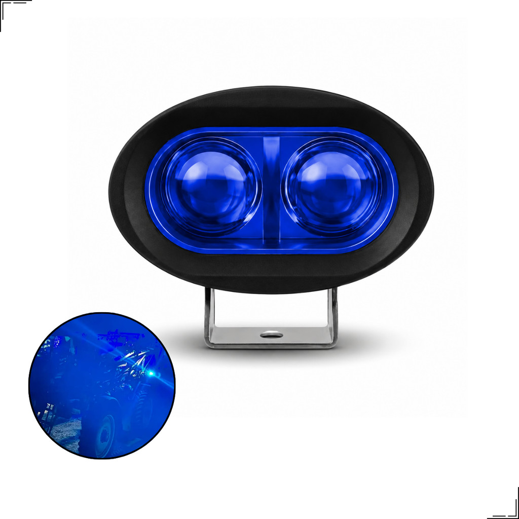Farol Auxiliar LED Azul DJ6960 20W 1400LM 9V-50V Off Road Agrícola Caminhonete