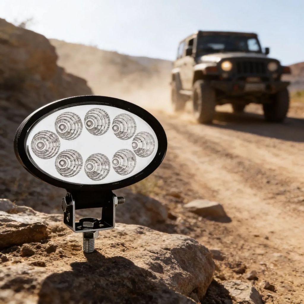 Farol De Milha Oval 8 Led 24w Off-road 6000k Universal