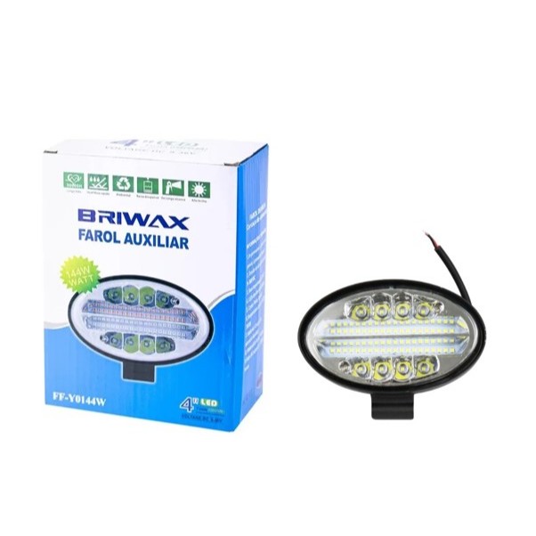 Farol de Milha Led Oval Briwax 144W  Trator/Caminhão/Colheitadeira/Off-Road 6500k FF-Y1144W.