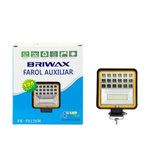 Farol de Milha Led Briwax 126w Trator/Caminhão/Colheitadeira/Off-Road - FK-F0126W.