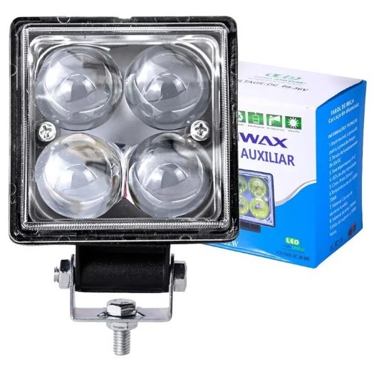 Farol de Milha Led Briwax Quadrado 12w 4 Led Trator/Caminhão/Colheitadeira/Off-Road  - FK-F0112W.