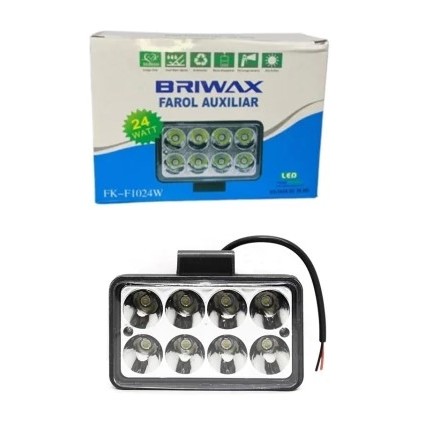 Farol de Milha Led 24w Briwax 8 leds Trator/Caminhão/Colheitadeira/Off-Road - FK-F1084W.
