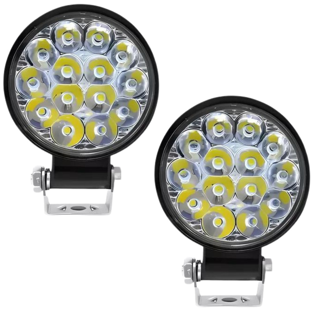 Par Farol Milha LED 12v/24v 42W  Auxiliar Off Road Carro Moto Caminhão Trator IP67 Universal Potente