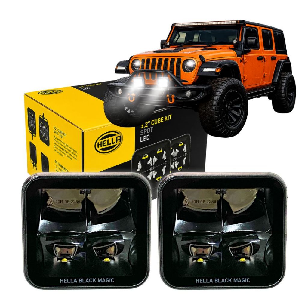Par Farol Auxiliar Milha LED Off Road Carro Picape Jipes Longo Alcance Preto Bivolt Farol Milha Led