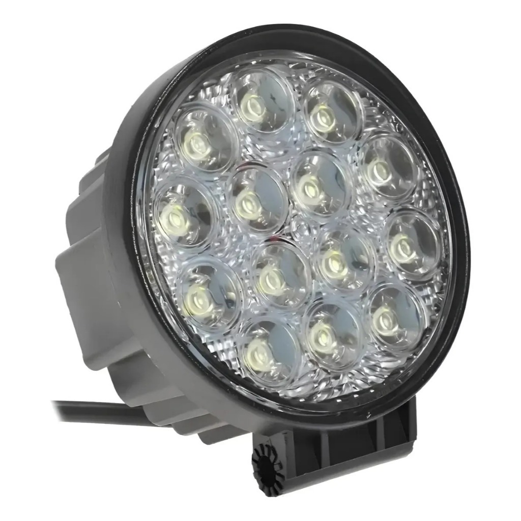 Kit 10 Farol Milha 14 Leds 42w 12v/24v Redondo Off-road 6000k