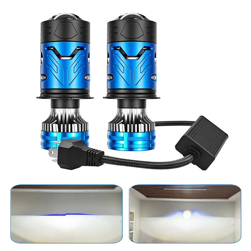 Lente LED para Farol de Carro H4 12V Mini Lente Super Brilhante Feixe Alto/Baixo Luz Branca 6000K para Carros e Motos