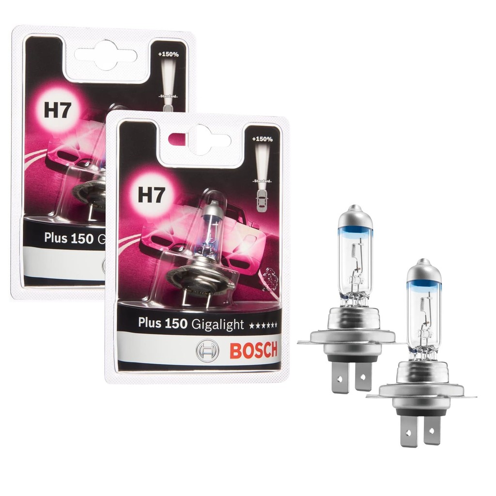PAR DE LÂMPADA BOSCH ORIGINAL GIGA LIGHT PLUS 150 H7 55W 12V FAROL ALTO BAIXO MOTO CARRO