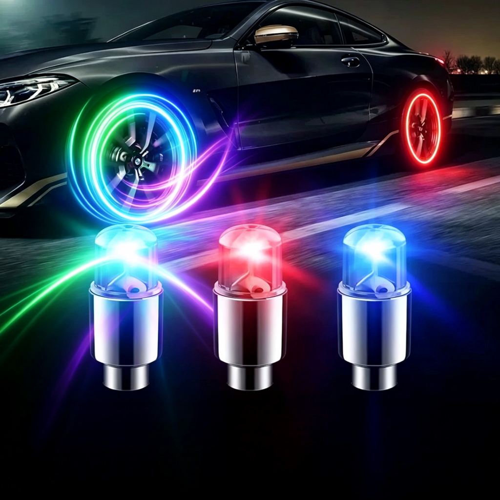 Tik2/4 Lâmpada LED Pneu Bicicleta Moto Carro Tampa Bico Valvula Decoração