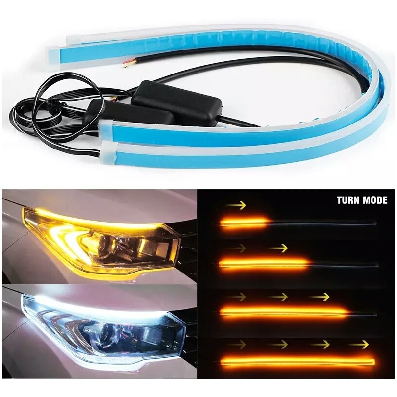 Super Barra Farol Angel Eyes Drl Led Carros E Motos