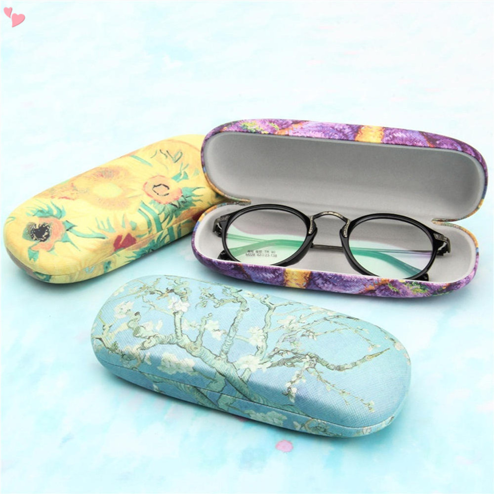 Estojo De Óculos Hard Eyeglass Case Clássico Pintura A Óleo Retro Flower Eyewear Para Mulheres Homens