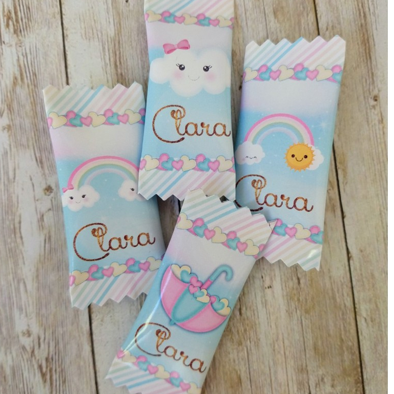 50 balas personalizadas para festa infantil Lembrancinhas  Chuva de amor