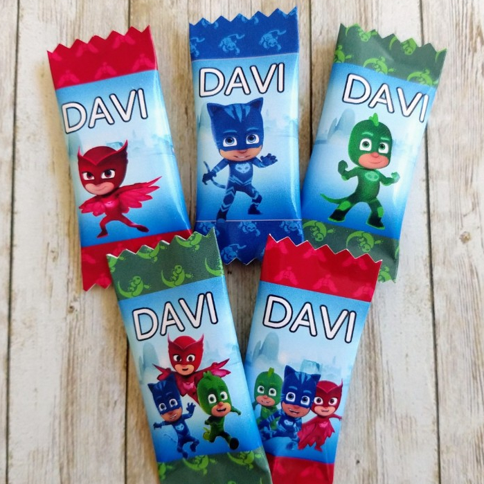 50 balas personalizadas para festa infantil Lembrancinhas PJ Masks