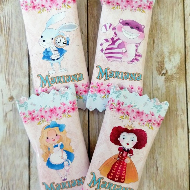 50 Balas personalizada para festa infantil Lembrancinha Alice no Pais das Maravilha