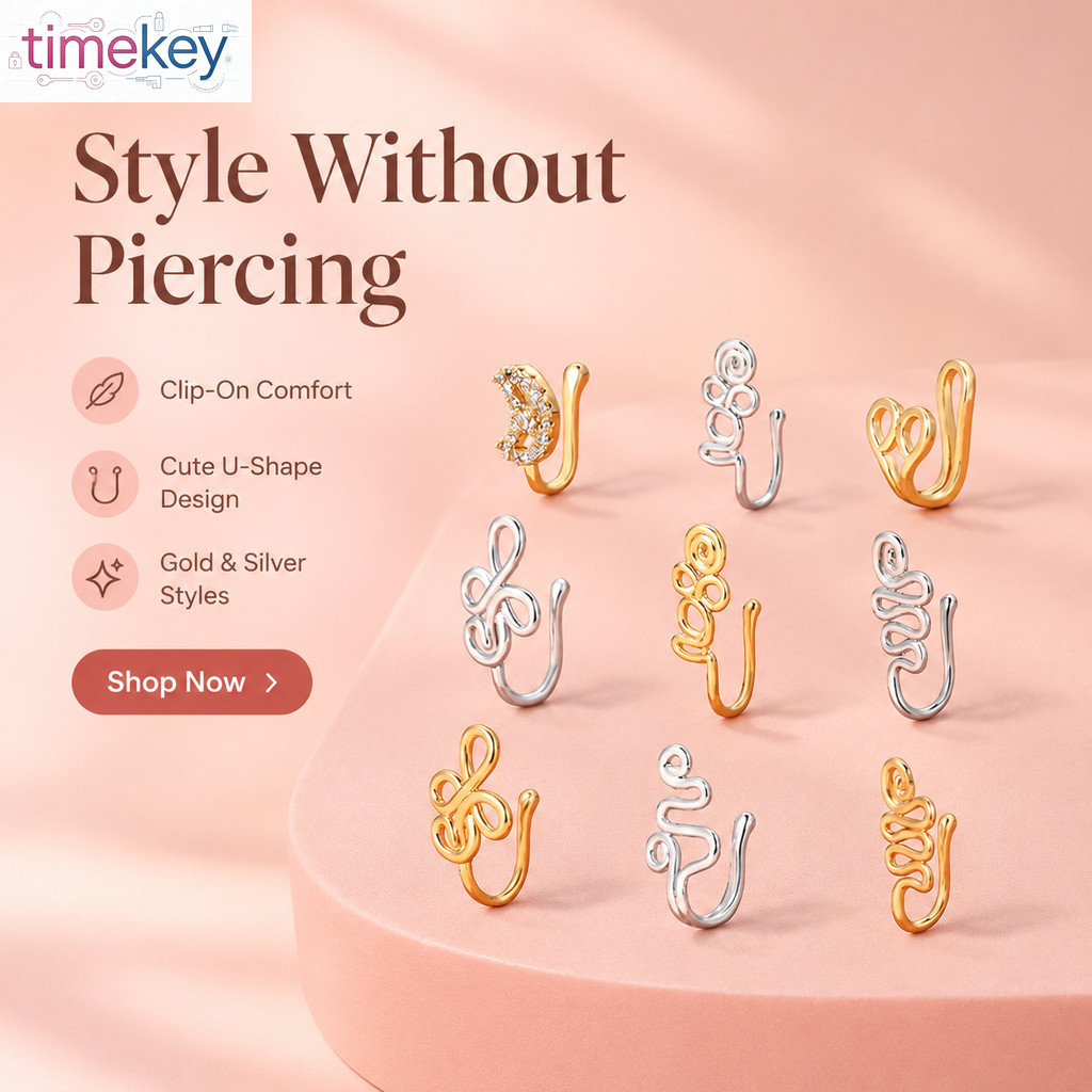 TMKY Clipe De Anel De Nariz Em Forma De U Sem Piercing No Punho , Estrela Coração Coroa Design Bonito Falso Jóias Mulher