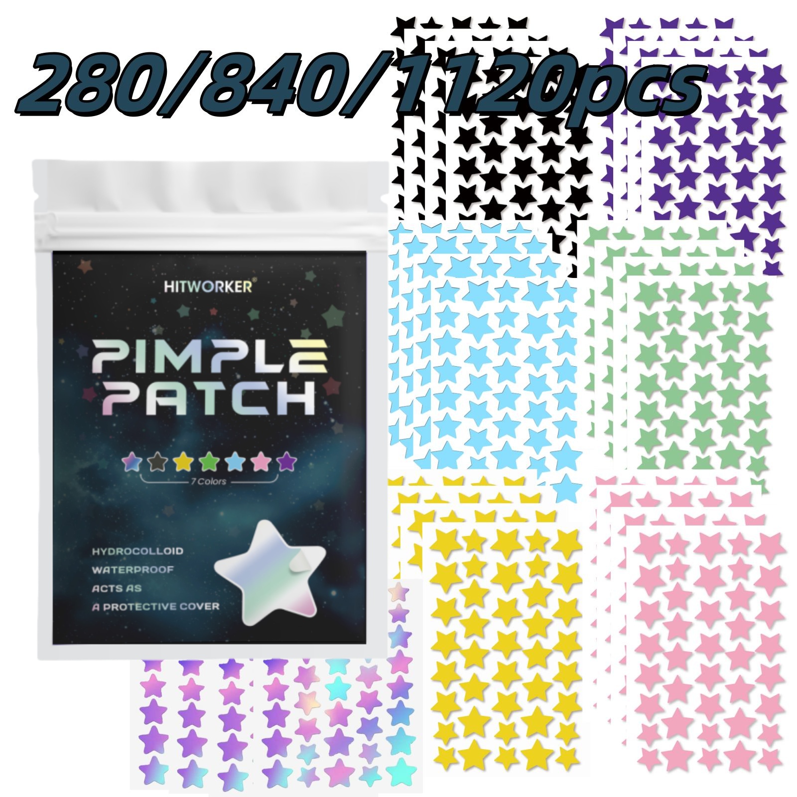 Remendos Hidrocolóides Da Acne Forma Estrela , Adesivos Bonitos Espinha Para O Rosto , Cuidados Eficazes Mancha 280/840/