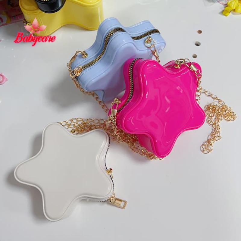 BYCE > Linda Estrela Crianças PVC Sacos De Ombro Bonito Forma Bebê Meninas Crossbody Saco Doce Cor Pequena Bolsa De Moed