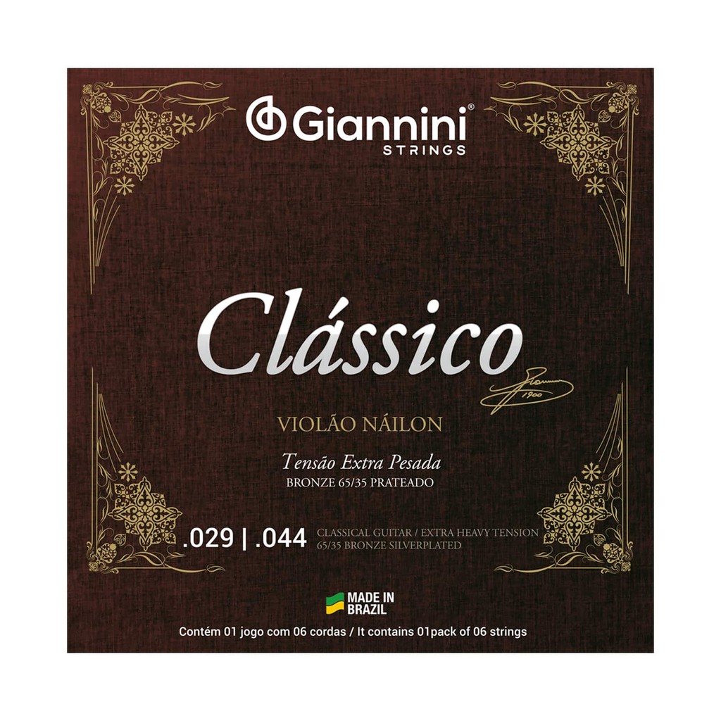 CORDAS VIOLAO NYLON EXTRA PESADO CLASSICO GIANNINI GENWXPA