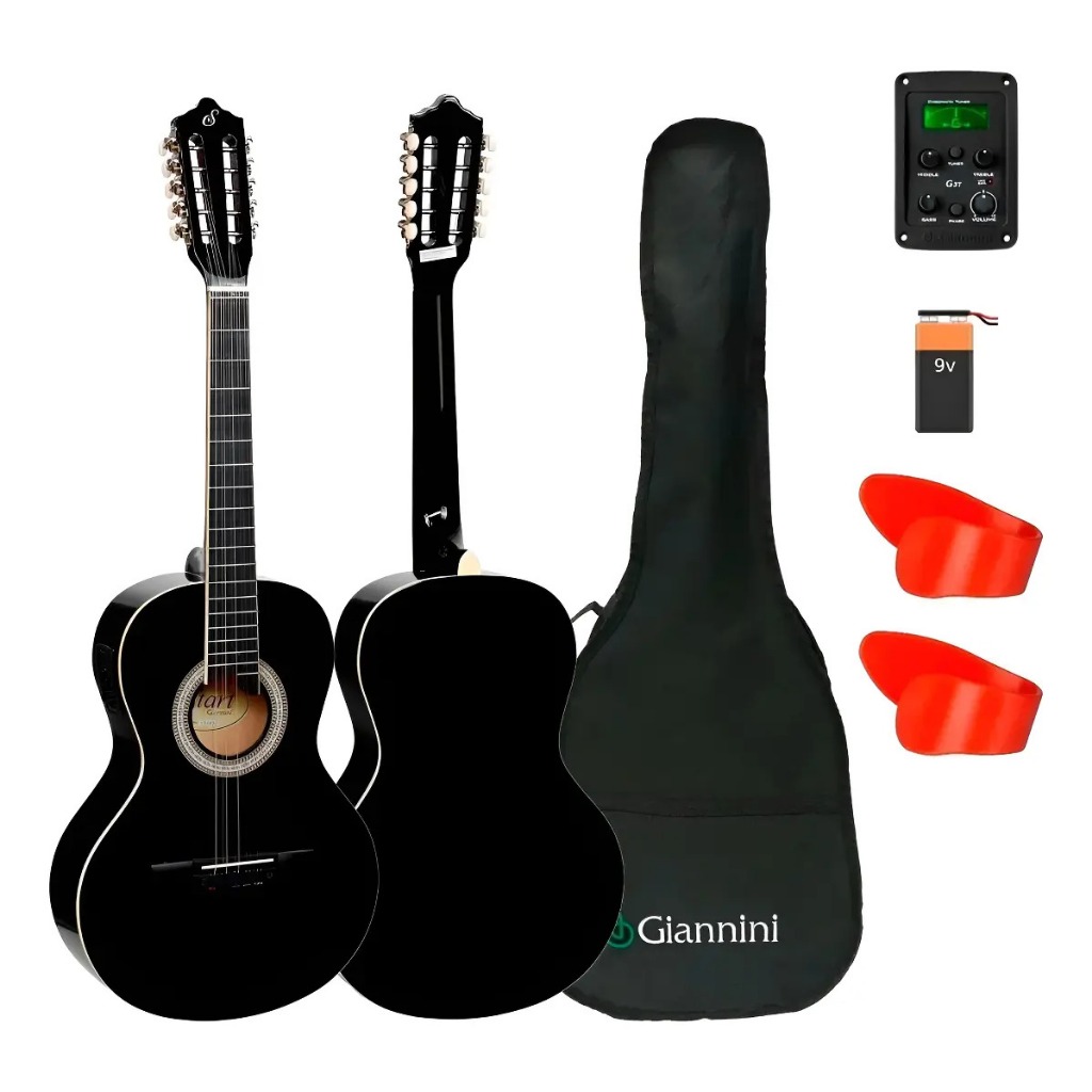 VIOLA GIANNINI CLÁSSICA CAIPIRA START ELÉTRICA VS-14 EQ BK COM CAPA E DEDEIRA