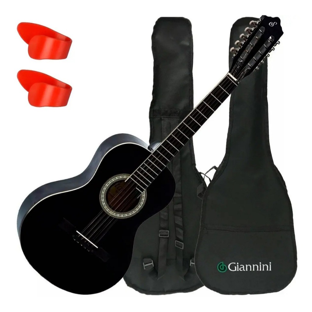 VIOLA GIANNINI START CLÁSSICA CAIPIRA ACÚSTICA VS-14 BK COM CAPA E DEDEIERAS