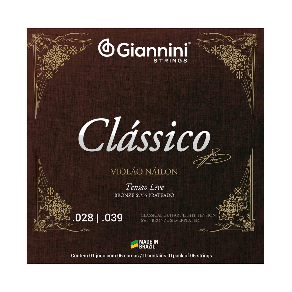 Cordas  Violão Nylon 6 cordas Giannini Clássico Bronze Leve