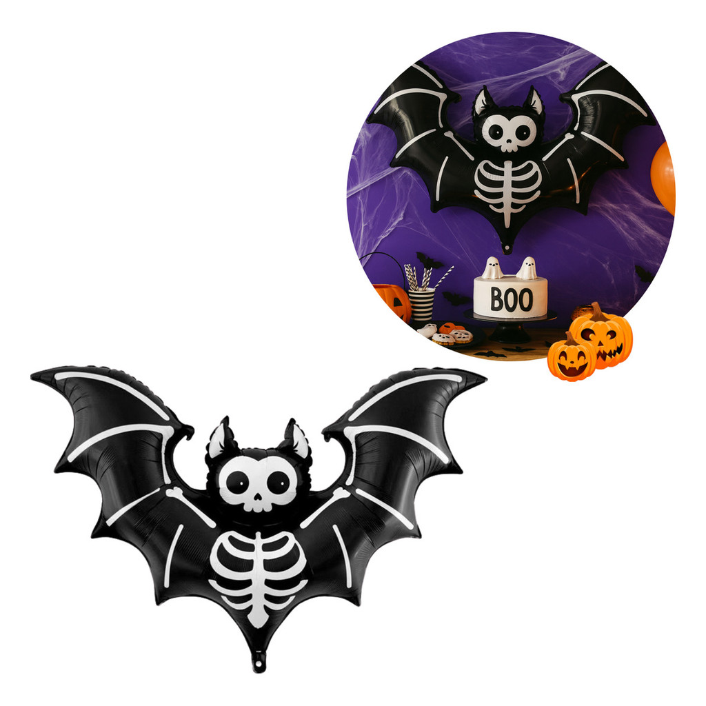Balão Metalizado Morcego Esqueleto gigante 85x150cm Halloween Festa Decoração Dia das Bruxas