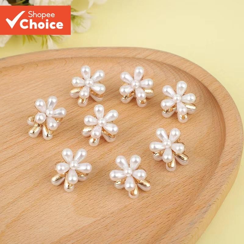 10 Peças Mini Clipes De Garra De Pérola Grampos De Cabelo De Metal Floral Para Franjas E Tranças Doces Mulheres Ideais